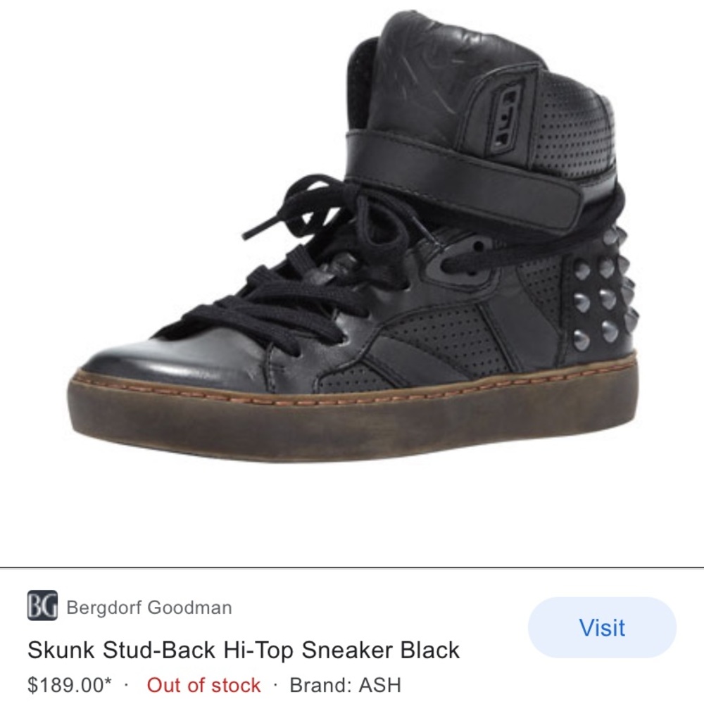 Ash skunk RARE stud-back hi top sneaker black